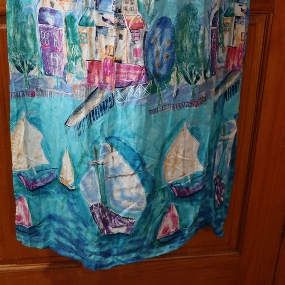 C.M. Shapes Vintage 90s Sailboat Art To Wear Maxi Dress USA Large - Picture 14 of 16